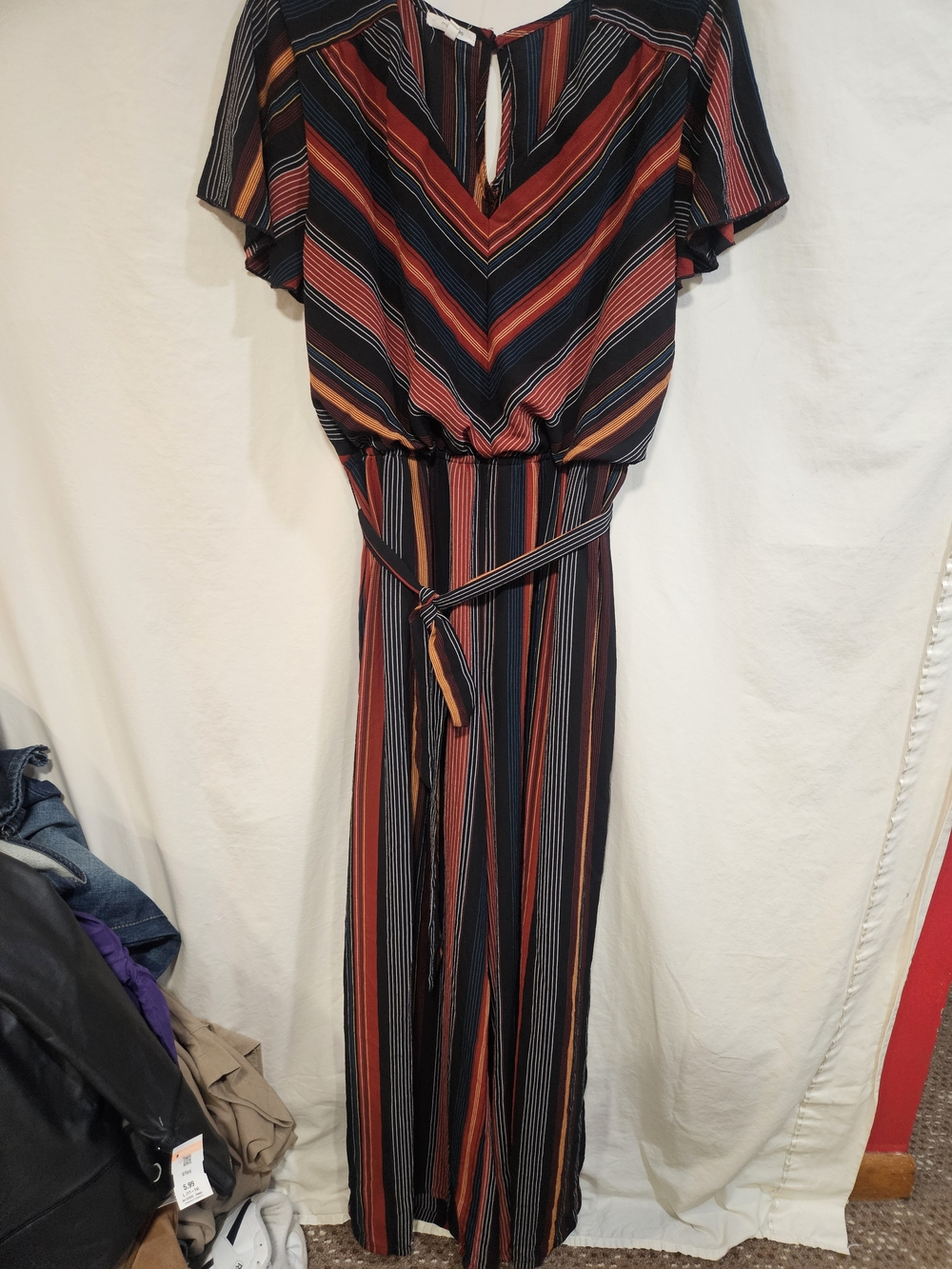 Maurices Multicolor Striped Short-Sleeve Jumpsuit